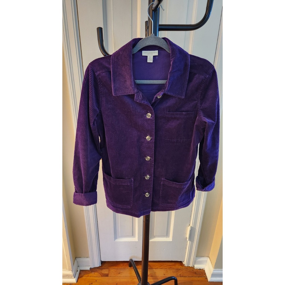 Appleseed's Stretch Wide-Wale Corduroy Jacket Womens Size Petites PS Purple
